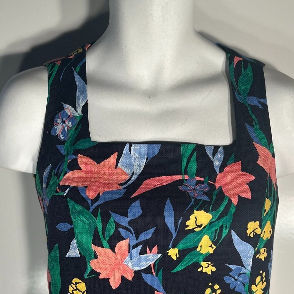 J. Crew SZ 10 Floral Basket Weave Square Neck Dress Career Dressy or Casual - Picture 4 of 10
